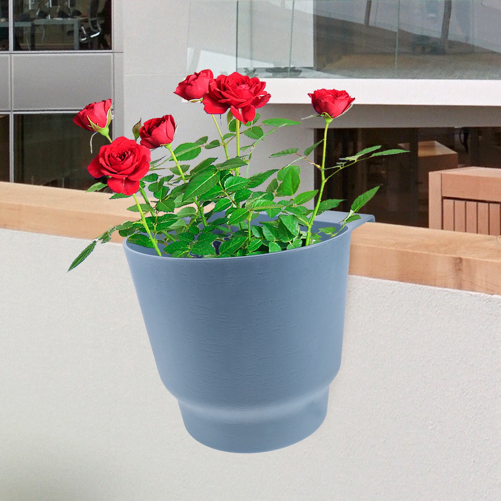 Worgeous  Railing Planters Wall Hanging Indoor Pots for Plants Sky-blue