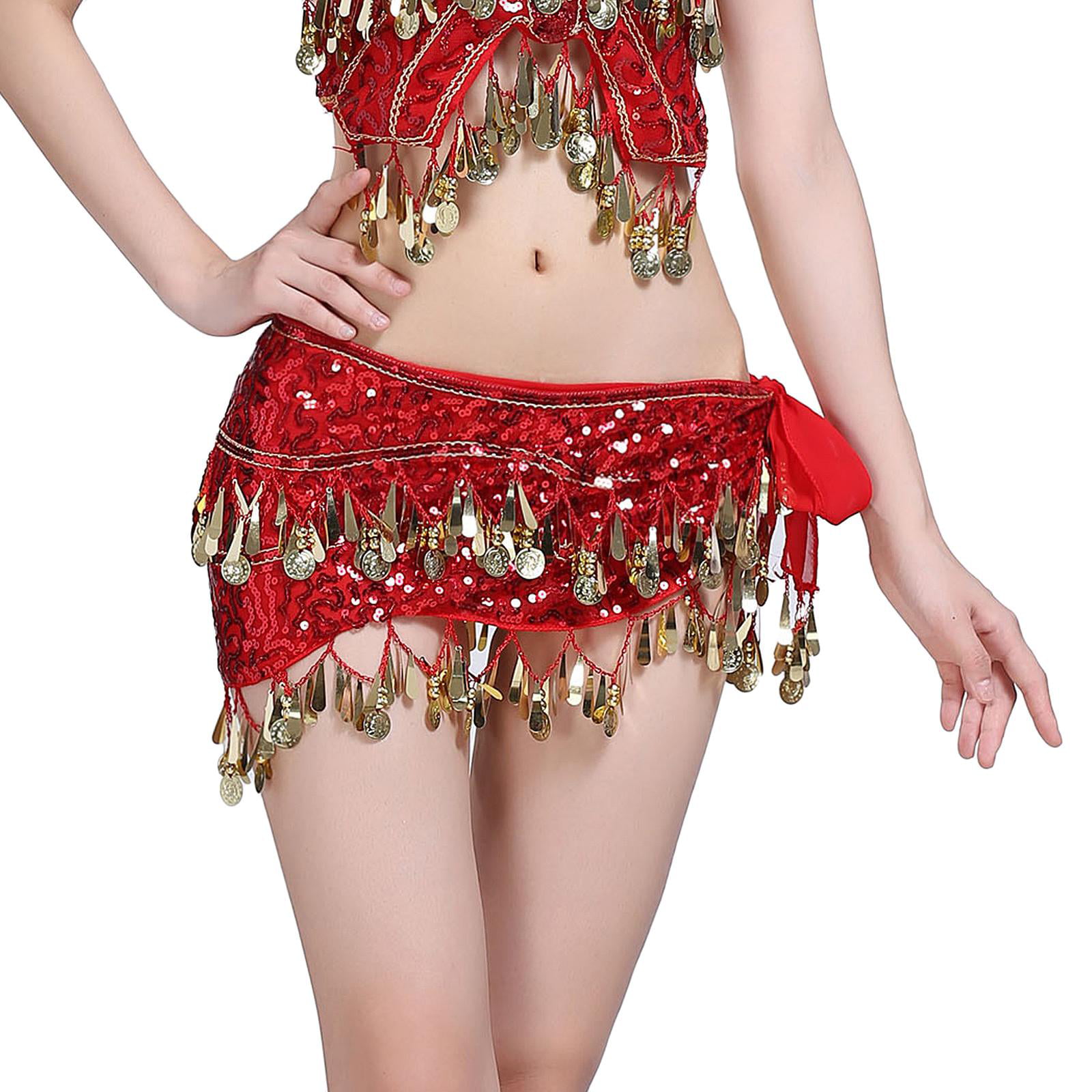 New Belly Dance Sequin Tassel Hip Scarf Belt Waist Skirt Wrap Halloween Costume 