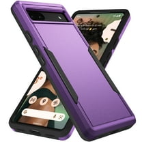 for Google Pixel 6a Case, Phone Case Heavy Duty 2 in 1 Full Body Rugged Shockproof Hybrid Hard PC Soft TPU Bumper Drop Protective Girls Women Boy Men Covers for Google Pixel 6a, Purple Black