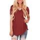 thumbnail image 3 of Jumpingount Camiseta de mujer con cuello en V Blusa casual Color sólido con cuello en V Top de manga corta Prendas para la parte del cuerpo Vino rojo 5XL Jumpingount AP003157-24, 3 of 6