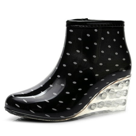 

QISIWOLE Women s Rain Boots Wedges Short Tube Rain Boots Non-slip Waterproof Water Shoes Deals