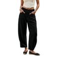 thumbnail image 2 of Womens Linen Barrel Pants 2026 Summer Baggy Drawstring Wide Leg Palazzo Beach Vacation Cropped Trousers with Pockets, XL, 2 of 6