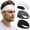 Black + White + Dark Grey, variant on Beister Sweat Wicking Headbands (5 Pack), Elastic Non Slip Sports Sweatbands for Men & Women, Athletic Workout Bands for Running, Yoga, Gym