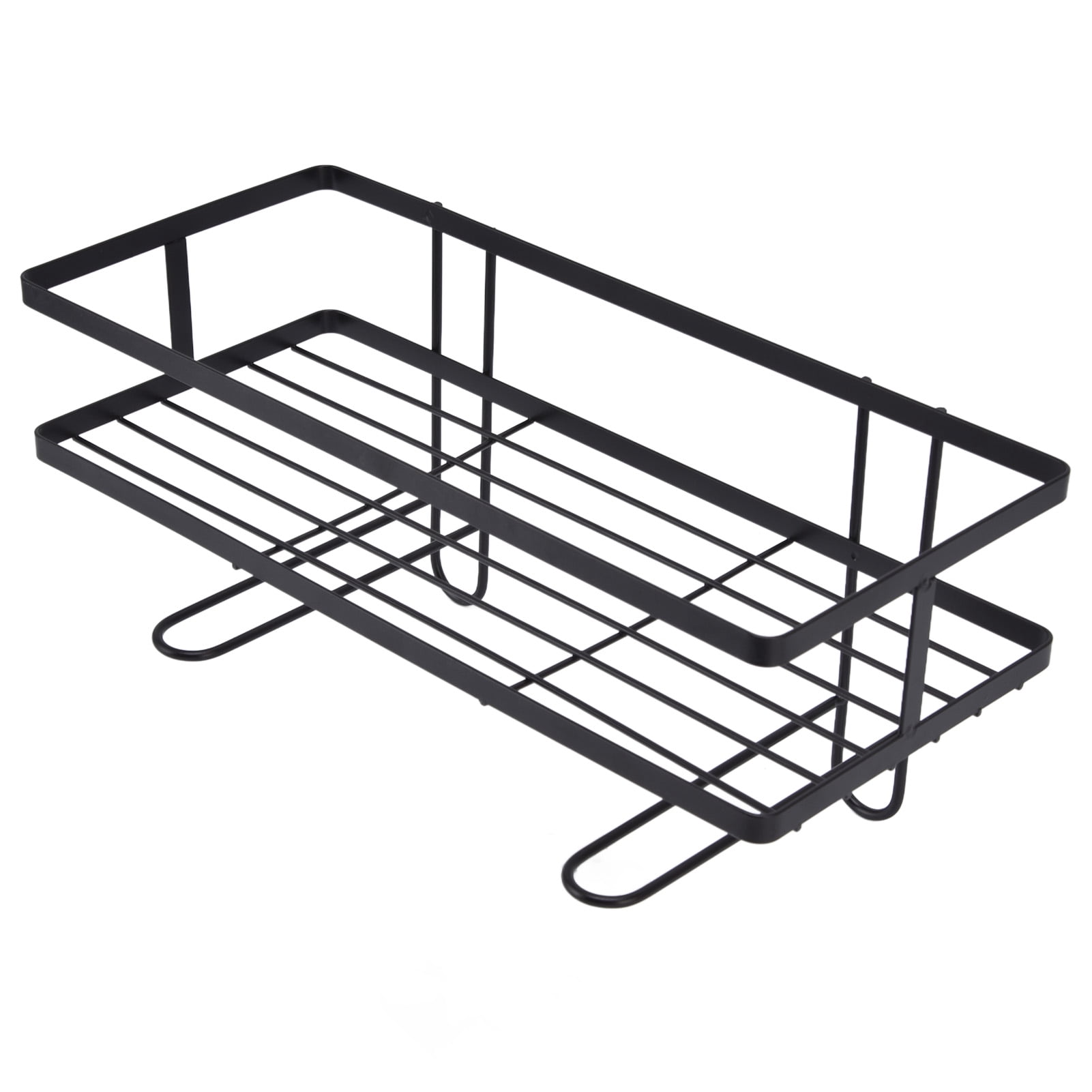 Riousery Bathroom Over The Toilet Storage Shelf Organizer, Space Saver Punch Free Iron Rack with Hooks, Black (13.4 inches / 34 cm)