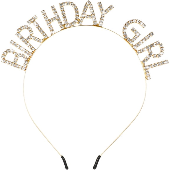 Birthday Tiara Girl Gold Happy Birthday Crown Bling Rhinestone Hair Band Princess Sweet Birthday Tiara for Women and Girls, Christmas Birthday Decorations and Great Gifts