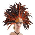 thumbnail image 1 of Tocado de plumas para mujer, accesorio fotográfico, tocado de carnaval para festivales de Halloween naranja, 1 of 8