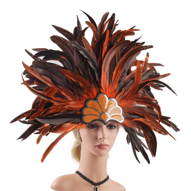 Tocado de plumas para mujer, accesorio fotográfico, tocado de carnaval para festivales de Halloween naranja