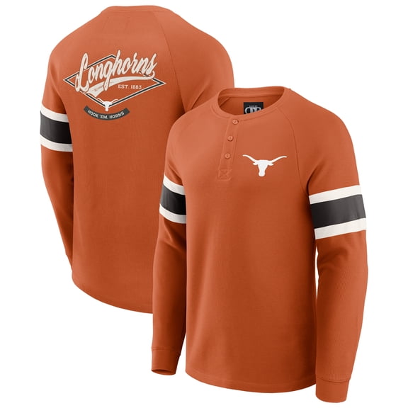 Men's Darius Rucker Collection by Fanatics Texas Orange Texas Longhorns Waffle-Knit Raglan Long Sleeve Henley T-Shirt