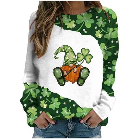

LWZWM St. Patrick s Day Scrub Tops for Women Print Short Sleeve V Neck Medical Nurse Uniform with Pockets St. Patrick s Day Fashion Casual Long Sleeve Round Neck Print Sweatshirt Tops S