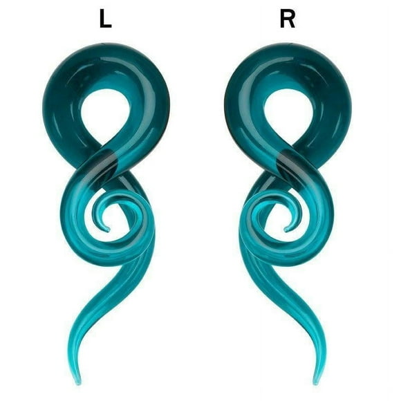 Ear taper Glass Twisted Solid Turquoise Body Jewelry Sold In Pairs