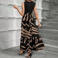 thumbnail image 5 of HAJWOH Summer Dresses for Women Sleeveless Flowy Print Work Dress Casual Maxi Dresses with Belt Elegant Y2k Sundresses Brown S, 5 of 5
