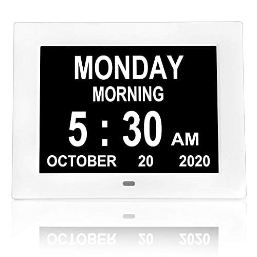 Non-Abbreviated Day Date Dementia Clocks for Seniors Elderly Vision Impaired Memory Loss 7 INCH Extra Large Digital Day Calendar Cloc