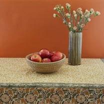 Kalamkaari Beige Floral 90 x 60 Rectangle Tablecloth