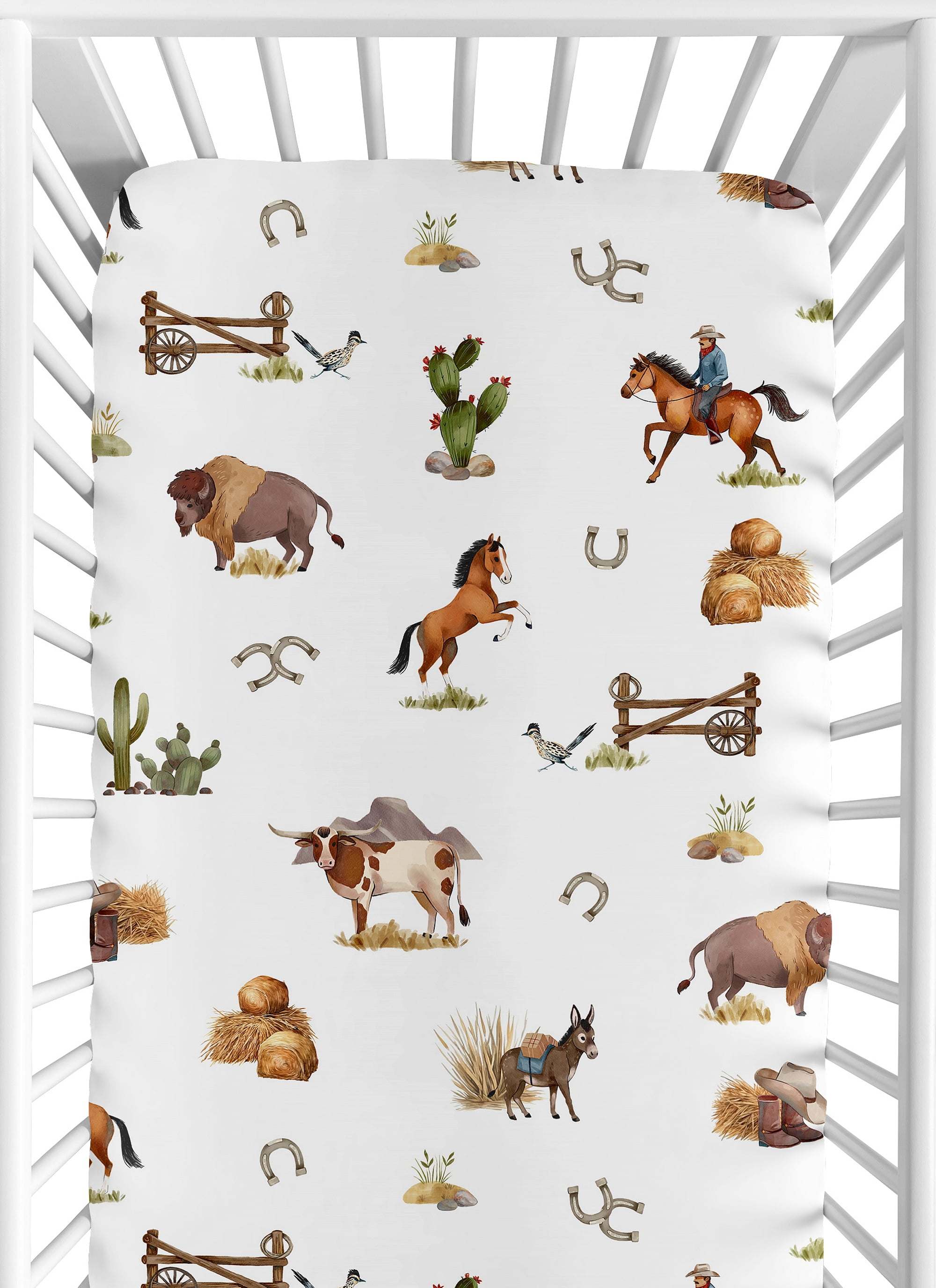 Sweet Jojo Designs Country Western Taupe Brown and Cream Fitted Crib Sheets 2 Piece Set