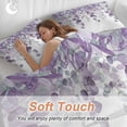 thumbnail image 4 of 3 Piece Purple Teal Botanical Duvet Cover Set Queen Size,Microfiber Comforter/Quilt Cover with Corner Ties and 2 Pillowcases,Watercolor Spring Eucalyptus Leaves All Season Bedding with Zipper Closure, 4 of 8