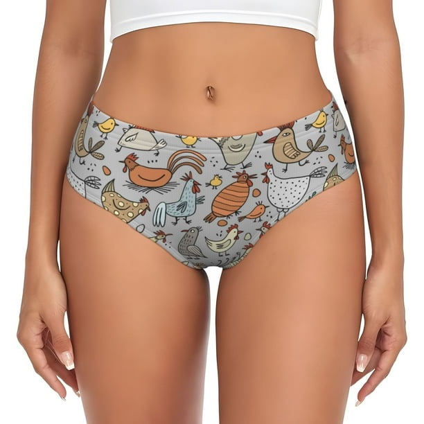 Fotbe Funny Chicken Calzones Estampados para Mujer – Ropa Interior de Algodón, Cómoda, Suave y Elástica-3X-Large