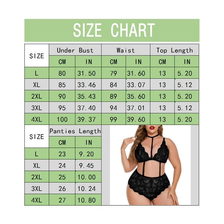 Sehao Underwear Sets for Women Sexy Plus Size Lingerie Lace Bodysuit Exotic  Teddy Lingerie Strappy Bra and Panty With Choker Polyester Lace Thong Plus