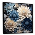 thumbnail image 2 of Designart "Delightful Blossom Of Blue And White Dahlias" Dahlia Floater Framed Wall Decor, 2 of 5