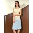 thumbnail image 6 of Women High Waist Lace Trim Waistband A-Line Midi Skirt S, 6 of 8