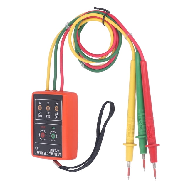 Indicador de rotación de fase, probador de secuencia de 3 fases Medidor de rotación de fase Medidor detector Eficiencia maximizada