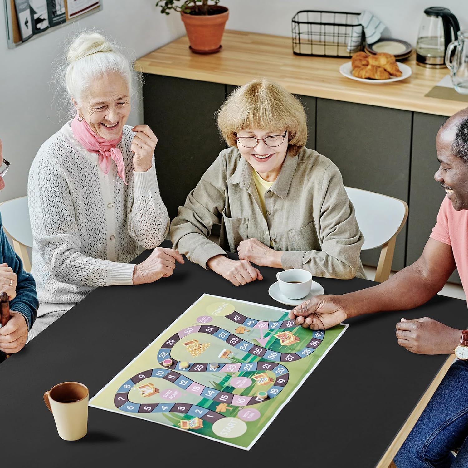 Large Board Game Mat(Black, 3.5'x5.5'), Anti-Slip, Noise-Reducing Table Cover for Board Games, Poker, Mahjong, Dominoes, Dice and Card Games