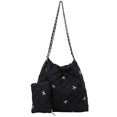 thumbnail image 3 of Bolso Hombro Acolchado para Mujer Diario Sencillo Con Patrón Lazo Y Pequeño () Blanco, 3 of 9