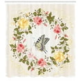 thumbnail image 3 of Ambesonne Rose Shower Curtain, Vintage Wreath Butterfly, 69"Wx75"L, Multicolor, 3 of 3