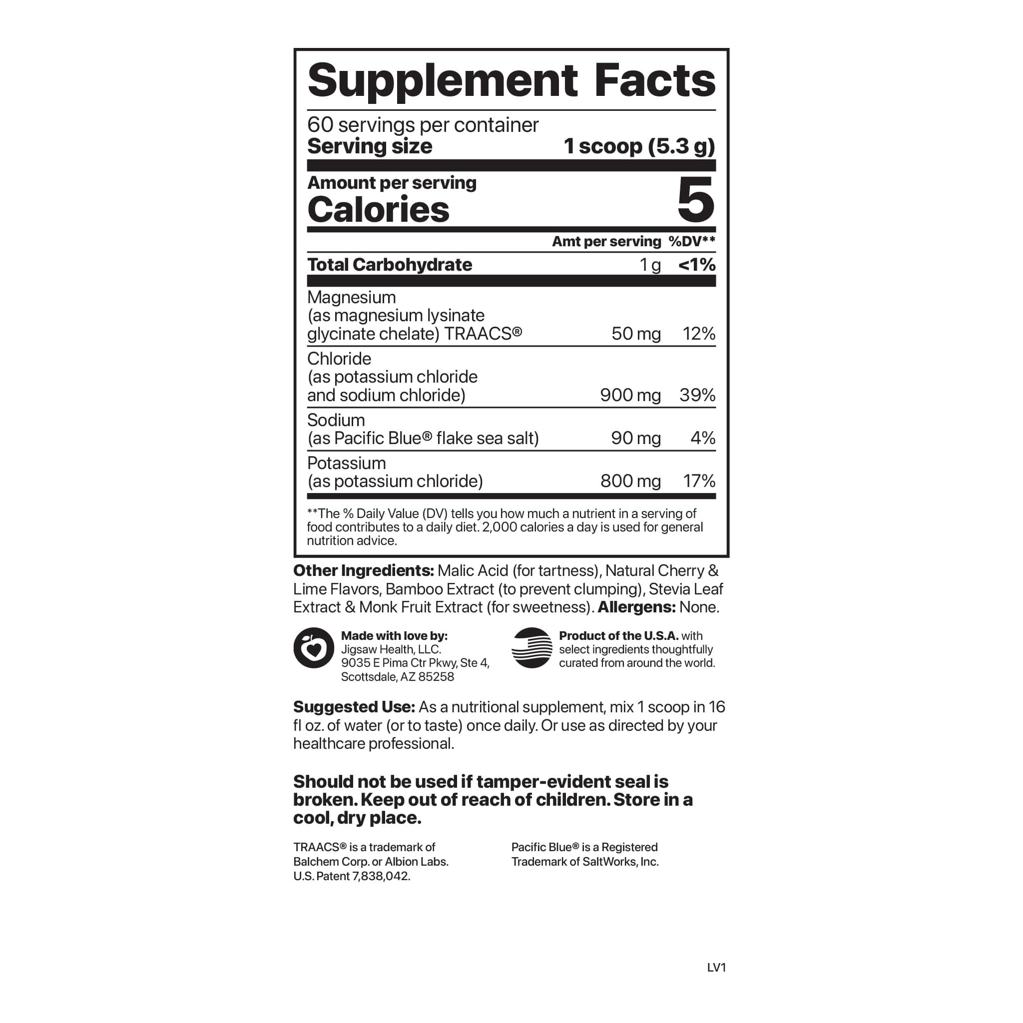 Jigsaw Health Potassium Cocktail | Formerly Pickleball Cocktail | Cherry Limeade Flavor | 60 Servings (Jar)