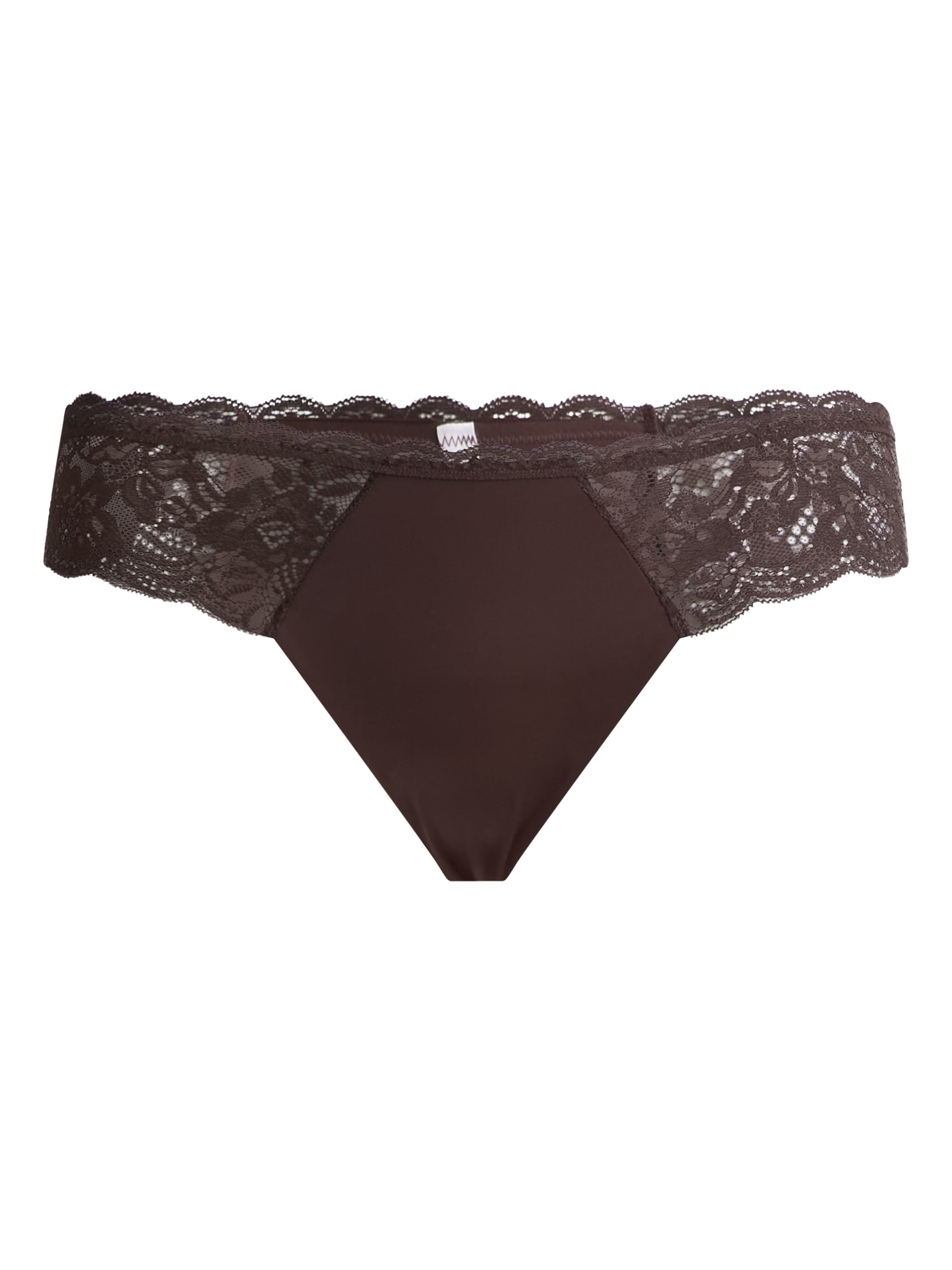 Joyspun Women's Microfiber and Lace Thong Panties, 3-Pack, Sizes XS-3XL