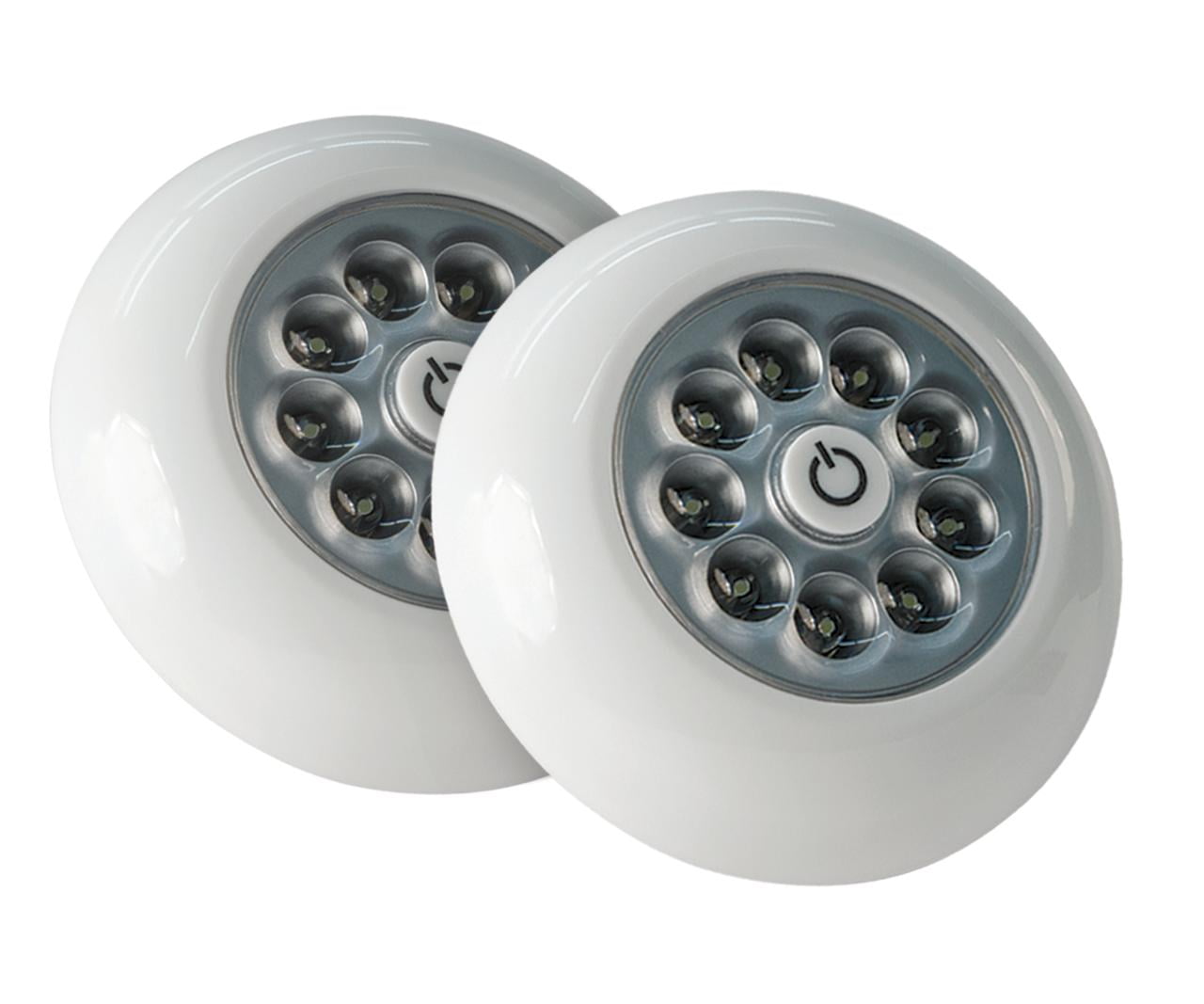 4 STICK ON LED LIGHTS BATTERY Round Light lighting MINI SPOT Loft Circular White 
