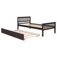thumbnail image 5 of GZXS Twin Size Platform Bed with Pull-Out Trundle, Wooden Bed Frame with Headboard & Footboard, Easy Assembly, Espresso, 5 of 6