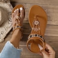 thumbnail image 2 of Rokment Womens Bohemian Flip Flops Dress Flat Thong Sandals Ethnic Beach Summer Flower Comfortable Low Heel Slingback Walking Shoes for Vacation Brown Size 6.5, 2 of 7