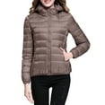 thumbnail image 5 of Zedker Women's Winter Hooded Packable Puffer Jacket with Fleece Lined Collar Quilted Coat Coffee Plus XXXXXL, 5 of 8