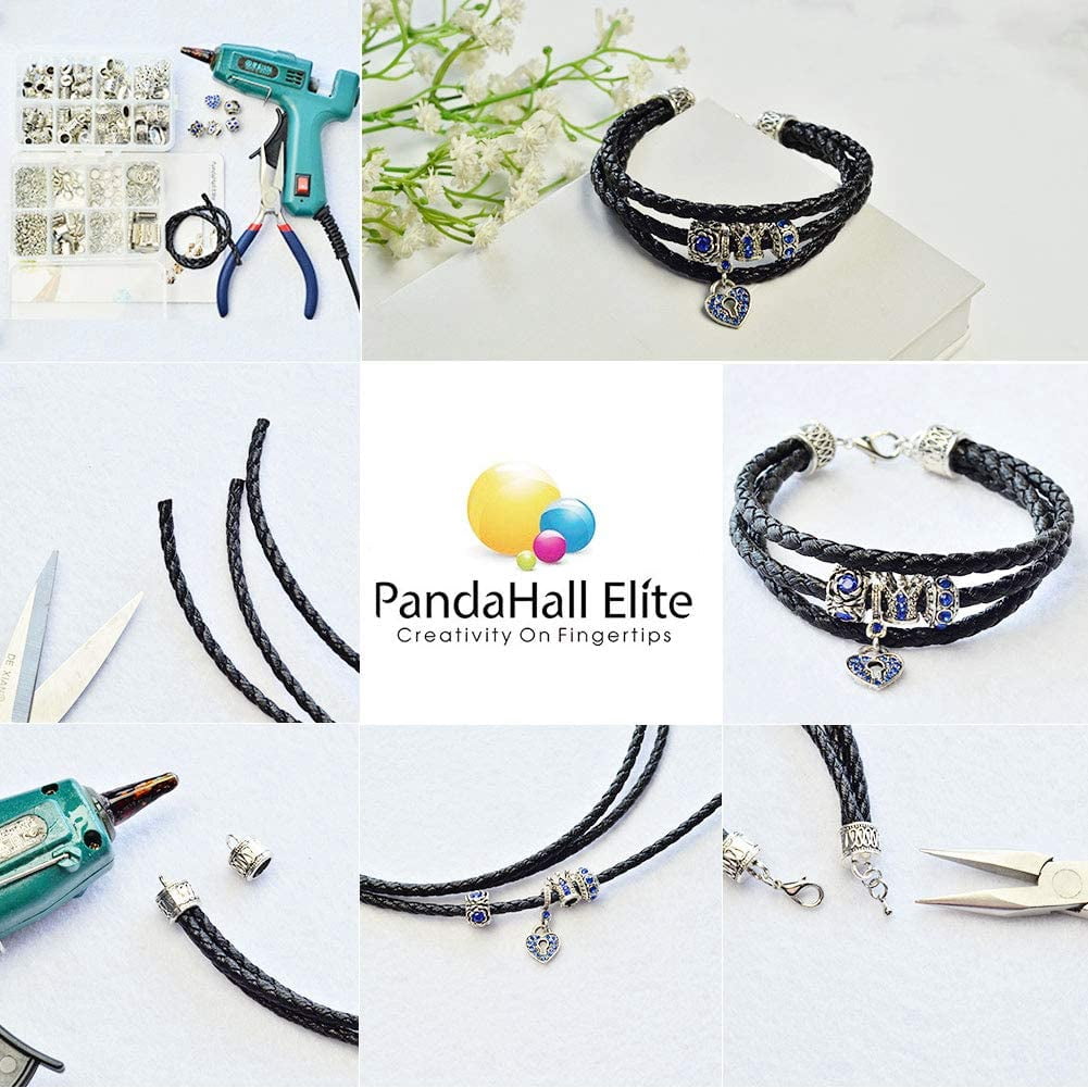 100pcs Cord Ends Leather Tassel Cap 5 Color Barrel Alloy Leather Cord Ends Cord Link Buckle Glue-in End Cap for Kumihimo Barrel and Jewelry Making (16x9mm Hole: 3mm)