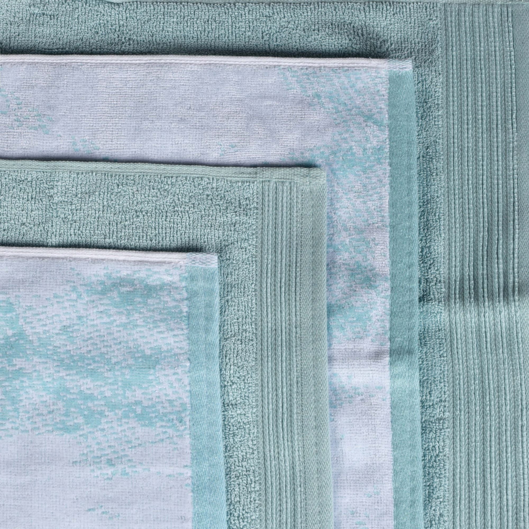 Superior Marble and Solid Jacquard Oversized Cotton Bath Sheets, 2-Pack, Cyan