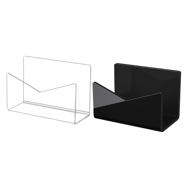 Rack de almacenamiento de sobres de letras de escritorio de 2 PCS, soporte de correo versátil de oficina ligero compacto acrílico estable, soporte de Negro transparente