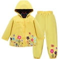thumbnail image 1 of Toddler Girls Raincoat Waterproof Rain Jacket Pants Suit with Hooded, 1 of 7