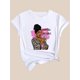 thumbnail image 2 of Camiseta básica para mujer de veranoChic Leopard Print & Letter Graphic Tee for Women - Casual Round Neck Short Sleeve Top, Breathable Polyester, Machine WashableFather's Day, Mother's Day, New Year, 2 of 7