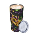 thumbnail image 3 of Kll Mardi Gras Surface Stainless Steel Vacuum Insulated Coffee Cup 20 Oz Insulated Travel Mug Water Cup With Leak-Proof Straw Lid & Flip Lid,1 Metal Straws,1 Cleaning Brush, 3 of 8