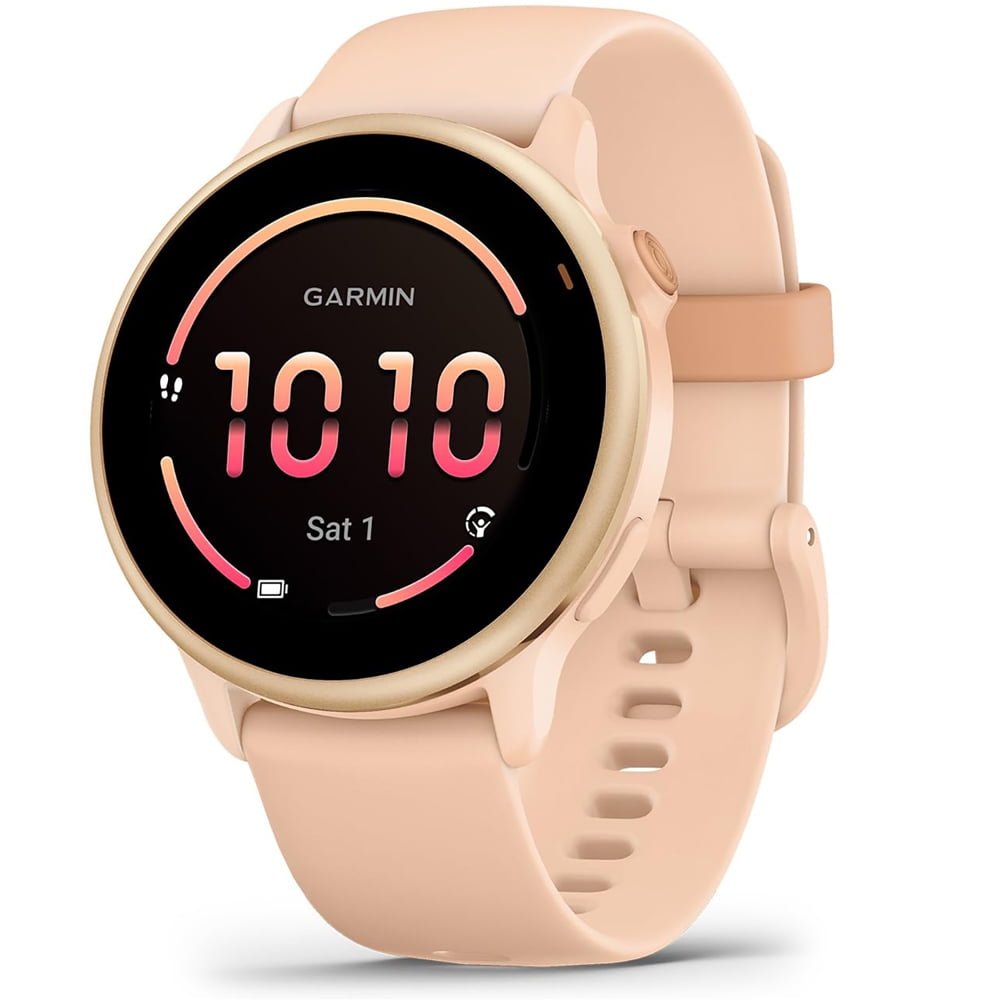 Garmin 010-02985-03 VIVOACTIVE 6 Health & Fitness GPS Smartwatch, Pink Dawn with Silicone Band Bundle with Deco Essentials Charging Dock, Type C Charger, Silicone Dust Covers & 2x Screen Protector