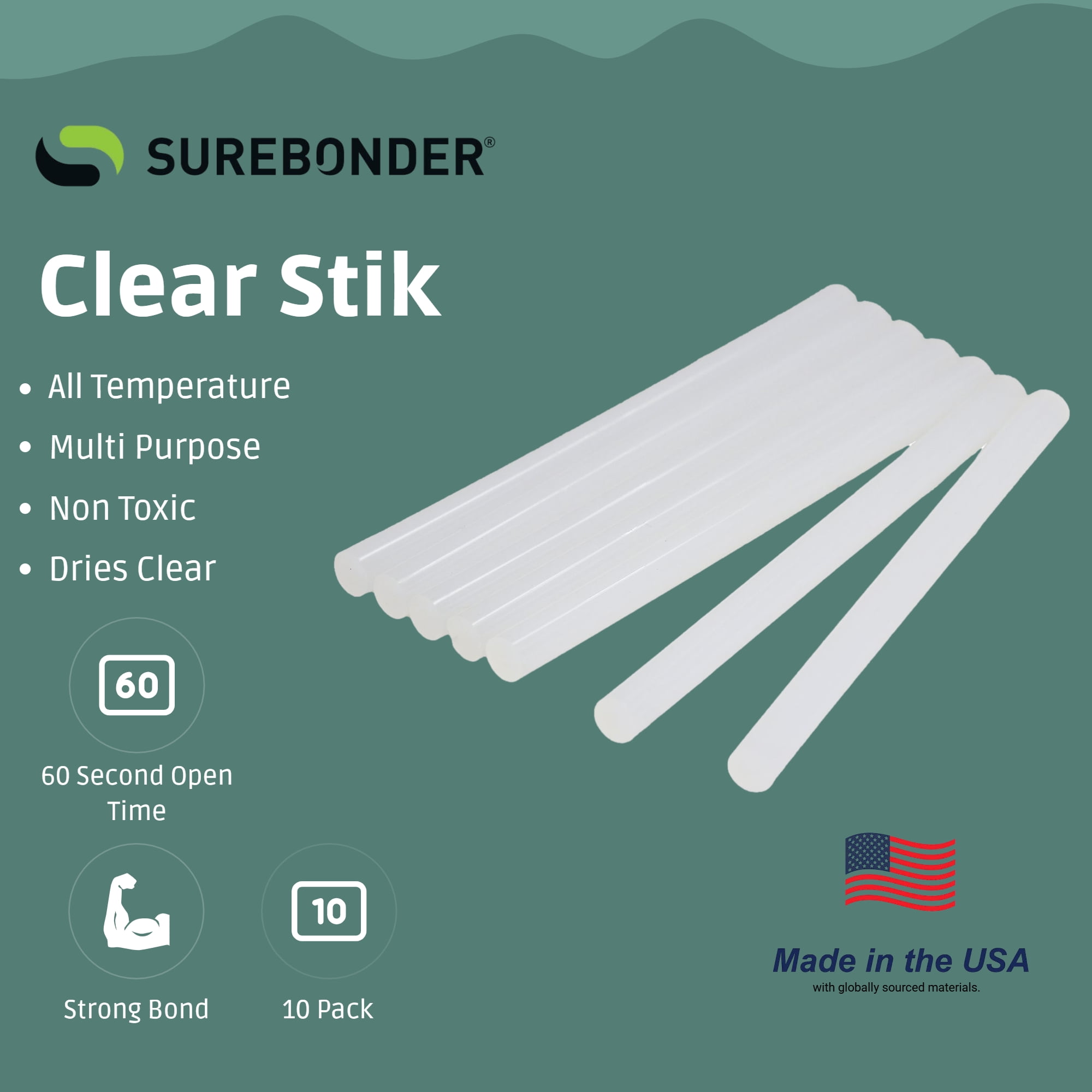 Surebonder All Purpose Clear 4-inch Mini Size Hot Glue Sticks - 10 Pack
