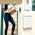 thumbnail image 2 of Wall Mounted Mailbox Drop Box with Lock Metal Postbox Wall Hanging Mail Box Newspaper Holder Box for Gate Outside House Decor whit, 2 of 7