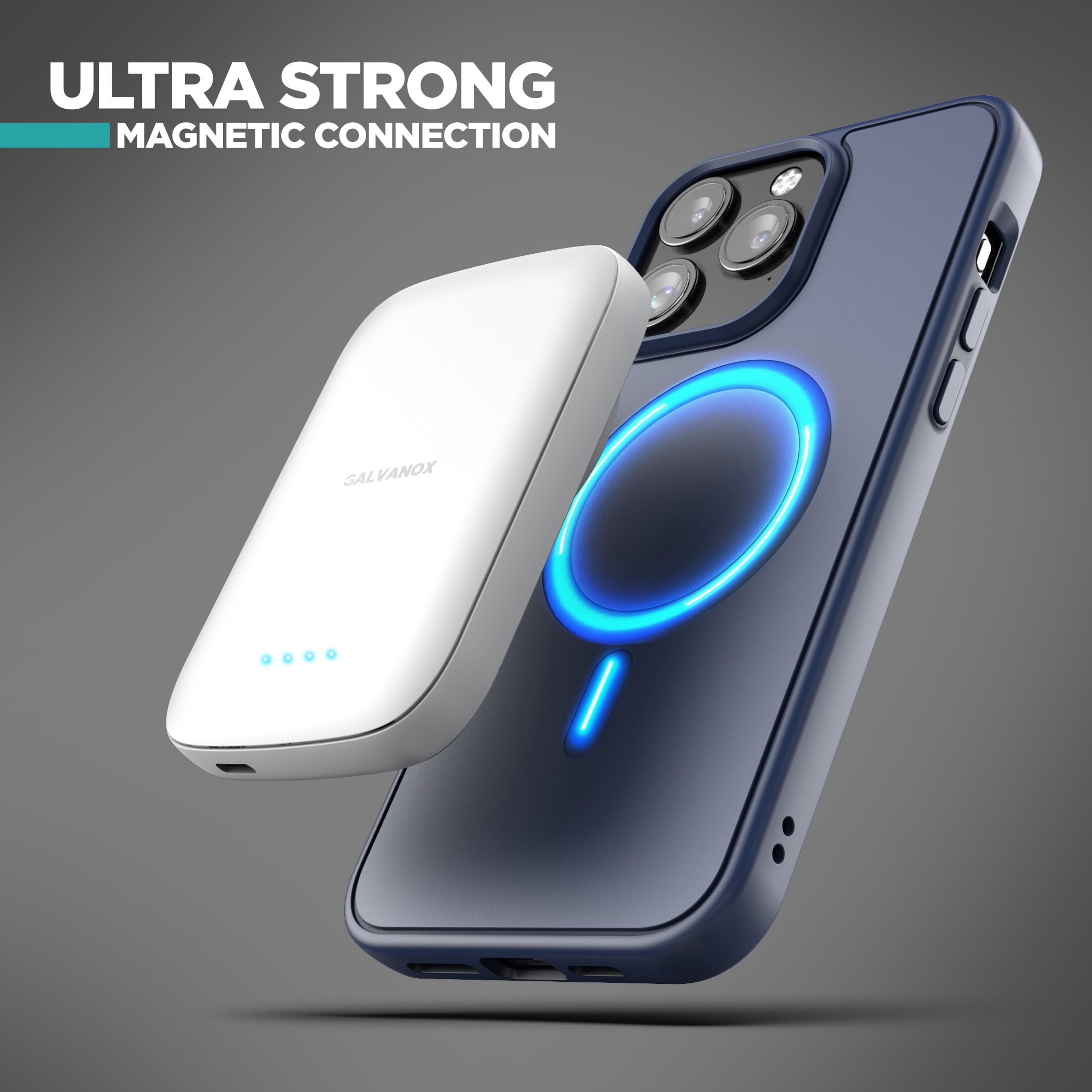 Galvanox Power Bank Compatible with MagSafe for iPhone (2 Pack) 5000mAh USB C Fast Charging Wireless Magnetic Battery Portable Charger with LED Light Indicator (Black/White)