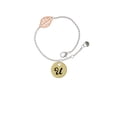 thumbnail image 2 of Delight Jewelry Goldtone Large Disc Letter - U - 3/4'' - Rose Goldtone Leaf Delicate Bracelet, 6.25+1.75", 2 of 4