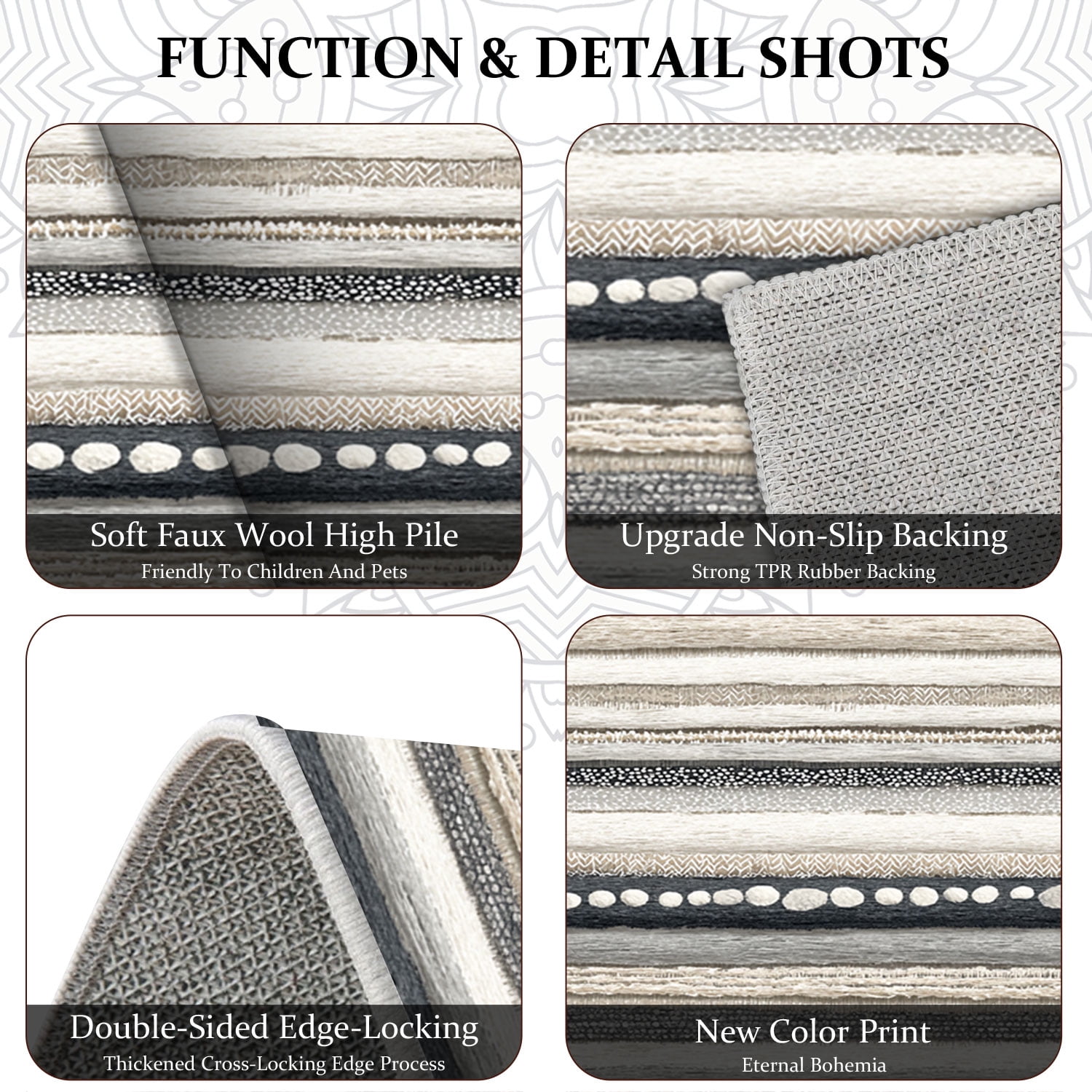 3 Piece Kitchen Rug Set, Non-Slip And Washable, Abstract Pattern Kitchen Hallway Rug, Soft And Comfortable, Suitable For Sinks, Floors, Entrances, Hallways and Bathrooms