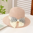 thumbnail image 4 of SikaFu Summer New Black Dot Bow Grass Hat Female Small Fresh Sweet Sun Hat Fashion Temperament, Sun Hat, 4 of 7