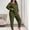 Army Green, variant on Dianli Pajamas Loungewear Plus Size Solid Color Seven Quarter Sleeve And Pants Thermal Pajama Set Soft Warm Breathable Relaxed Homewear Nightwear Sleepwear