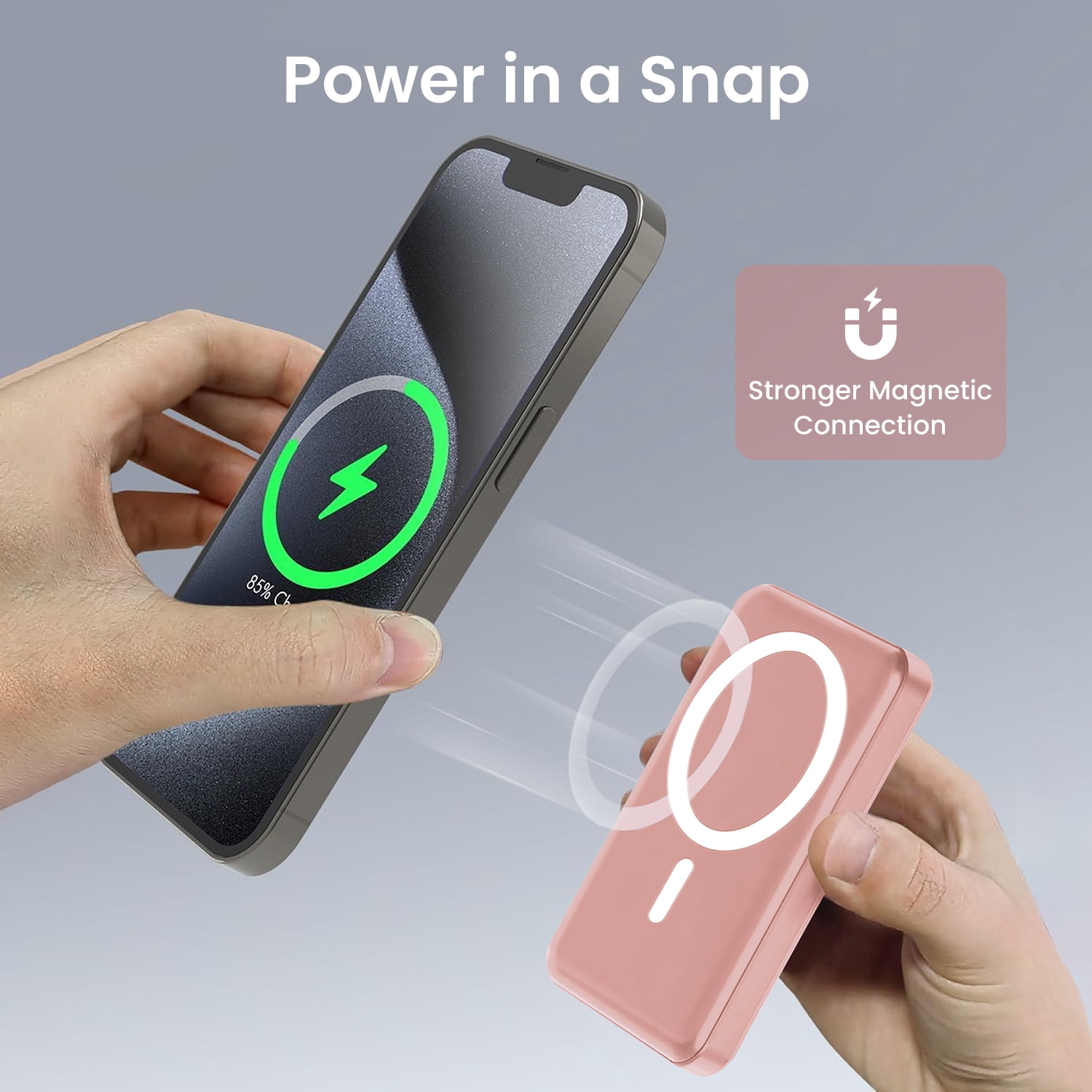 GASYESOY Portable Charger,10000mAh 20W Power Bank,Built-in Cables Fast Charging,with LED Display for iPhone 16/15/14/13/12 and Android,Pink