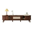 thumbnail image 1 of Noble House TV Cabinet with Bamboo Slat Doors & Rattan Drawers, Rustic Media Console Storage Solution, Natural, 1 of 9