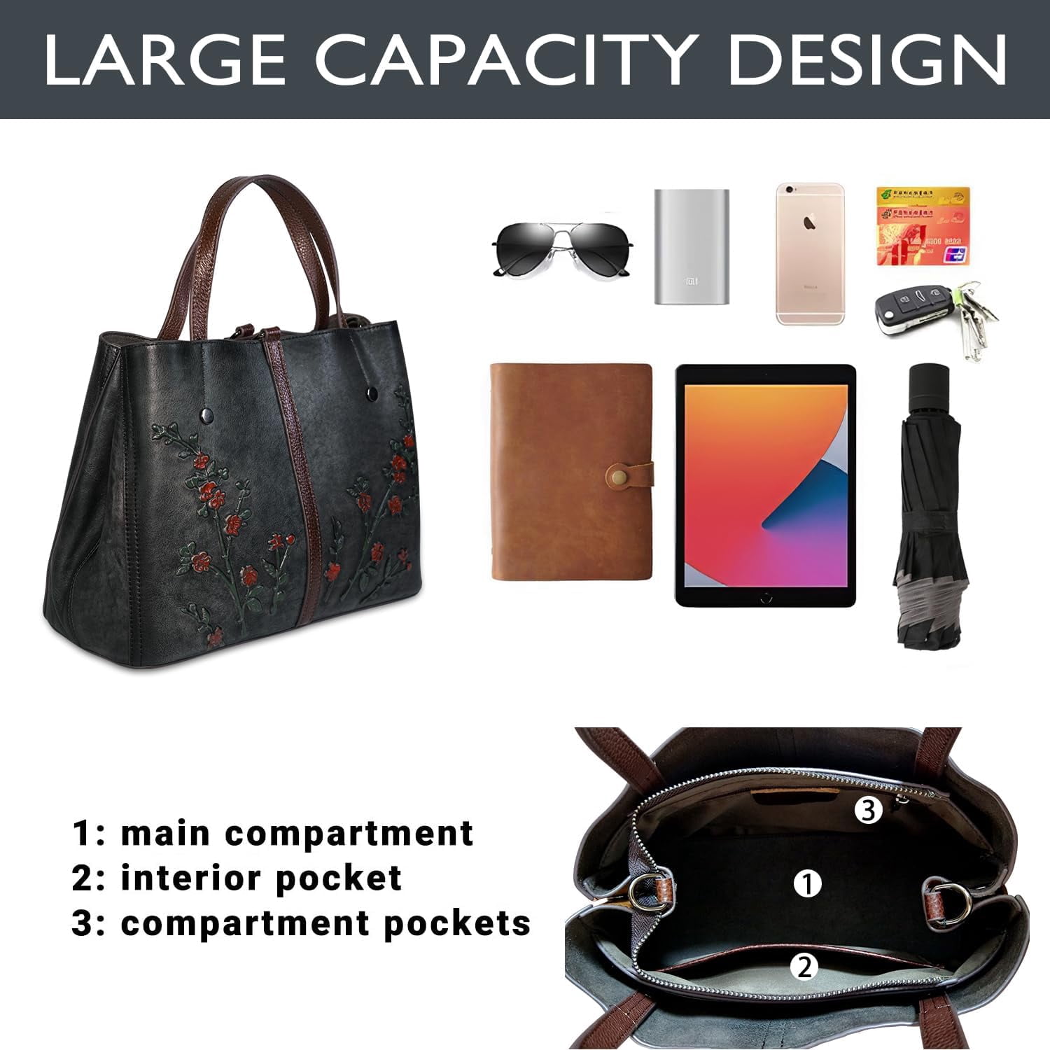 Kwuty Leather Satchel for Women Top Handle Bags Handmade Purse Vintage Embossed Leather Crossbody Handbags Hobo Bag